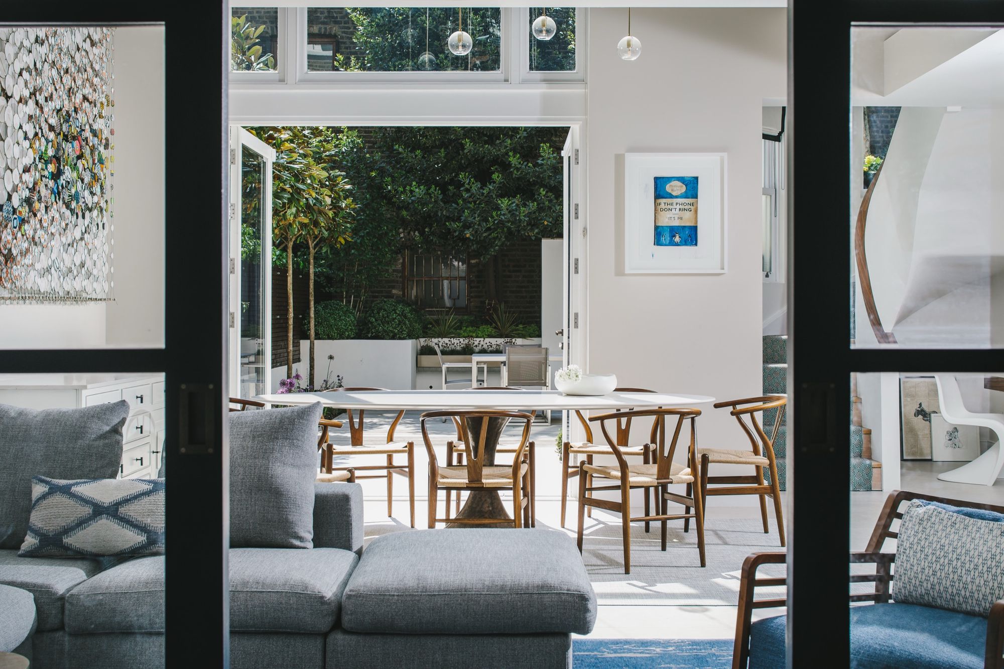 View through Crittall doors to garden